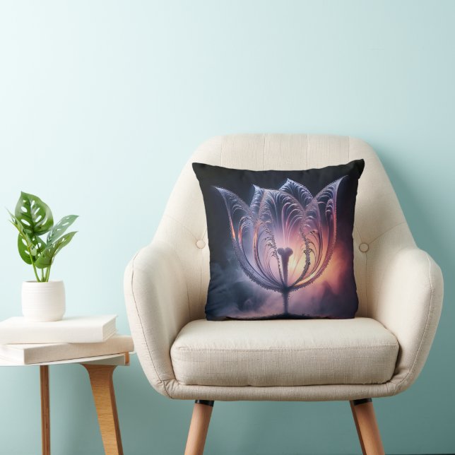 Transparent Tulip With Raindrops Throw Pillow (Chair)