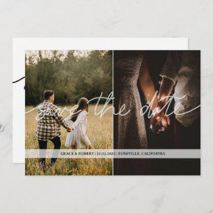 Transparent Two Photo Save The Date Card