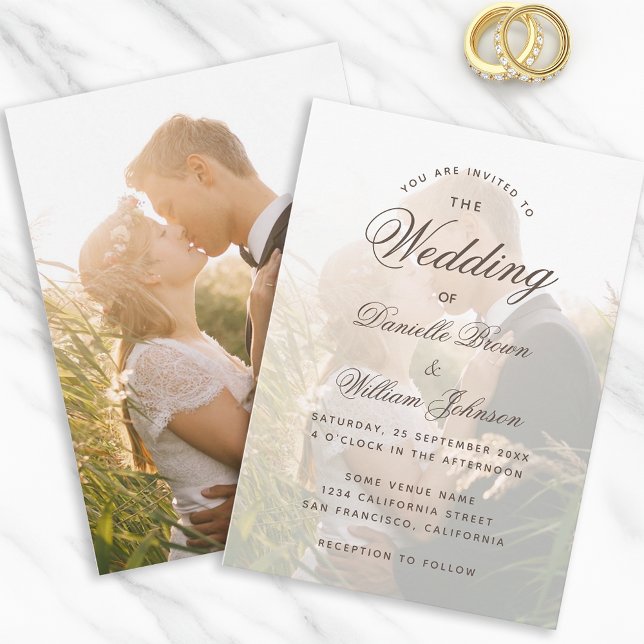 Transparent Wedding Photo Elegant Calligraphy Invitation (Creator Uploaded)