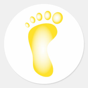 Transparent Yellow Foot Classic Round Sticker