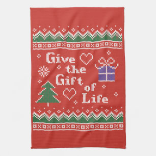 Transplant Gift of Life Christmas Knitted Sweater Kitchen Towel