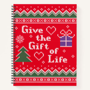 Transplant Gift of Life Knitted Christmas Sweater Notebook