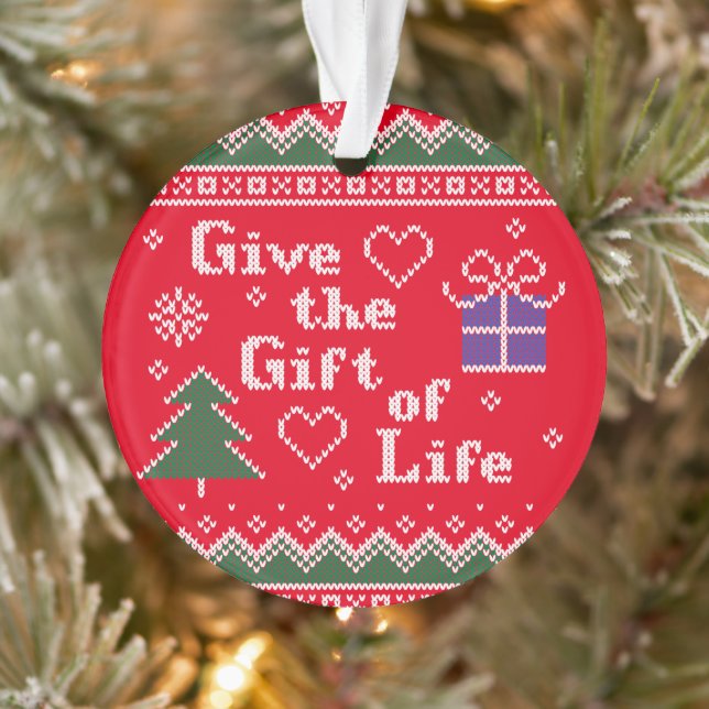 Transplant Gift of Life Knitted Christmas Sweater Ornament (Tree)