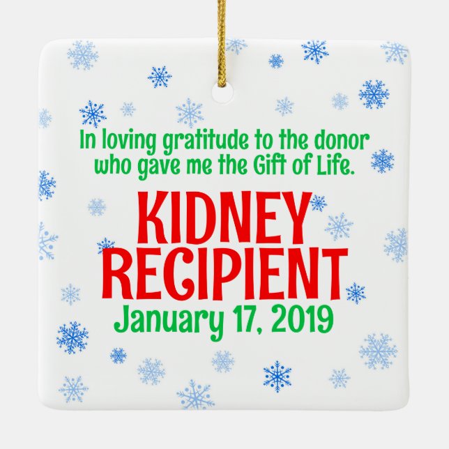Transplant Recipient Butterfly Christmas Custom Ceramic Ornament (Back)