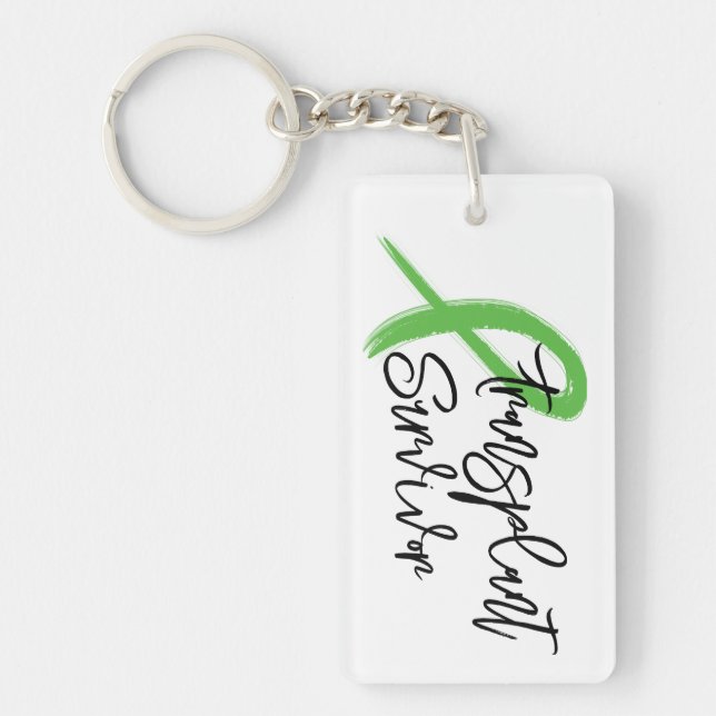 Transplant Survivor Green Ribbon Trendy Custom  Keychain (Front)