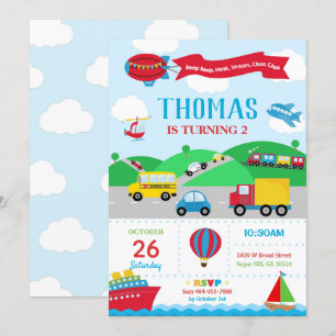 Transport Anniversaire Invitation Garçon