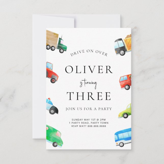 Transport Anniversaire Invitation Pour Enfants (Devant)