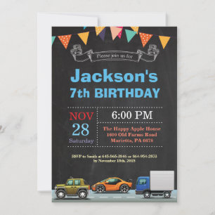 Transport Camion Invitation d'anniversaire