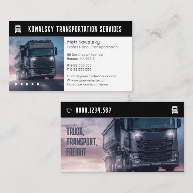 Transport et logistique | Carte de visite de camio (Devant / Derrière)