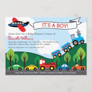 Transport GARY Baby Shower Invitations