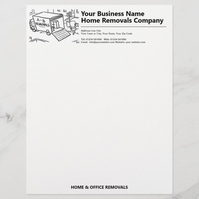 Transport & Home Removals with Image Letterhead (Front)