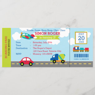 Transport Invitation Anniversaire Voiture Avion Ca