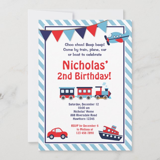Transport Invitation d'anniversaire / Invitation d (Devant)