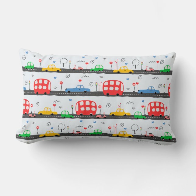 Transport Kids Photographic Prints  Lumbar Pillow (Front)