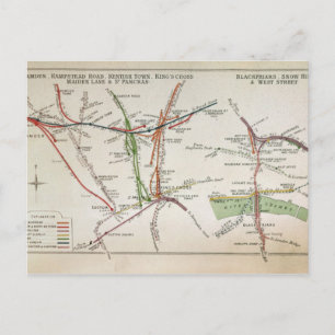 Transport map of London, c.1915 Postcard
