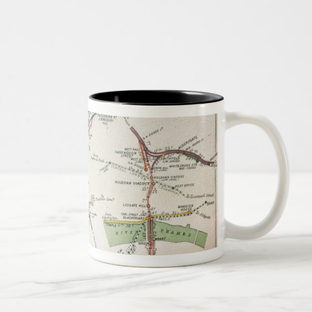 Transport map of London, c.1915 Two-Tone Coffee Mug (Right)