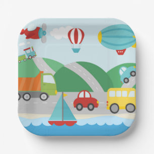Transport Scene Paper Plate