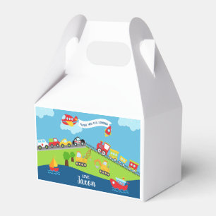 Transport vehicles boy birthday favour box. favor box