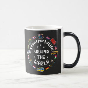 Transportation around the world magic mug