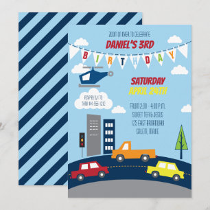 Transportation Birthday Invitation