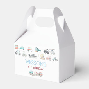 Transportation Birthday Party Favour tag, Gift Tag Favor Box