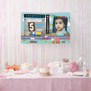 Transportation Birthday Photo Banner