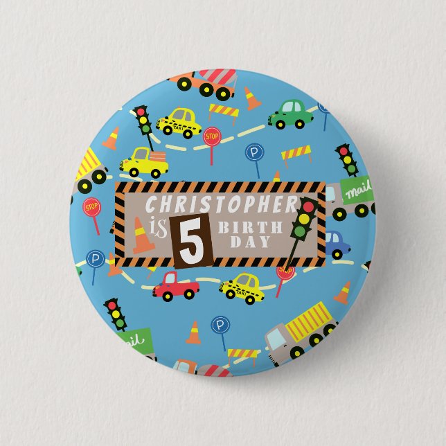 Transportation  Blue 2 Inch Round Button (Front)