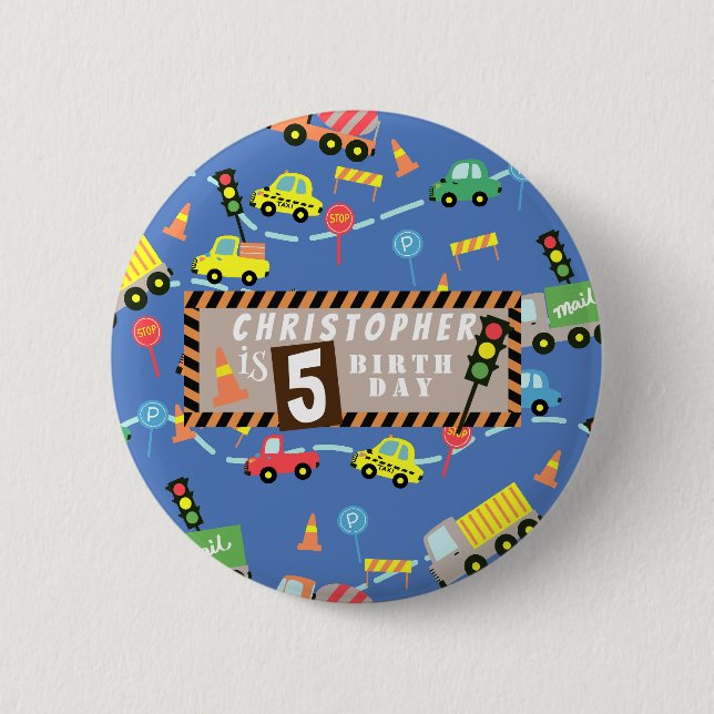 Transportation  Blue 2 Inch Round Button (Front)