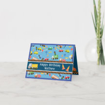 Transportation  Blue. Birthday Card
