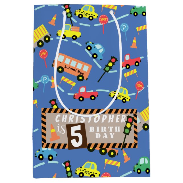 Transportation  Blue Medium Gift Bag (Front)