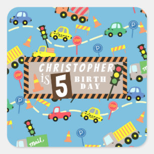 Transportation  Blue Square Sticker