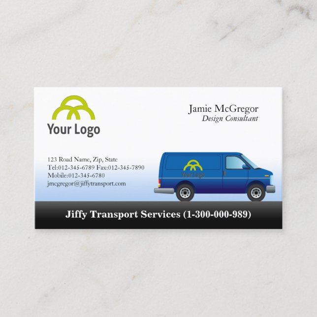 Transportation Blue Van Business Cards (Front)