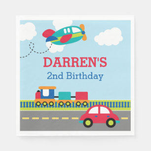 Transportation Boy Birthday Party Napkins Custom