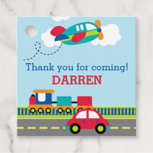 Transportation Boys Birthday Party Favour Tags
