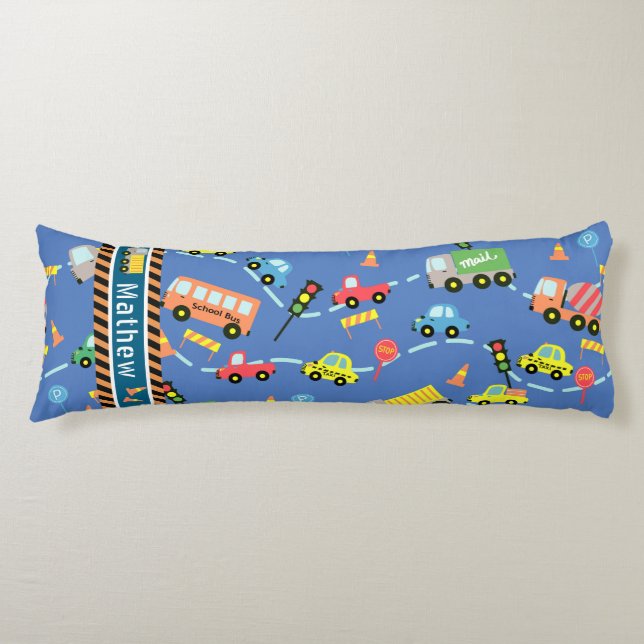 Transportation Boys Blue Body Pillow (Front)