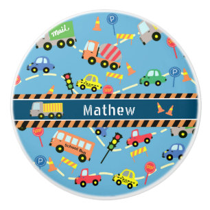 Transportation Boys Blue Ceramic Knob