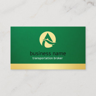 transportation broker business cards green & gold
