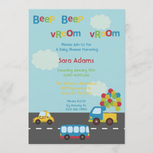 Transportation Car Bus 5x7 Baby Shower Invitation