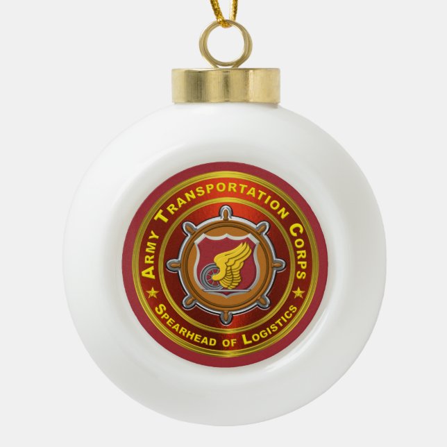 Transportation Corps  Ceramic Ball Christmas Ornament (Front)