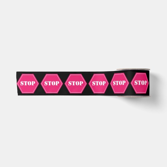 Transportation Fun Stop Signs Satin Ribbon (Front)