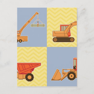 Transportation Heavy Equipments -Plain and Chevron Postcard