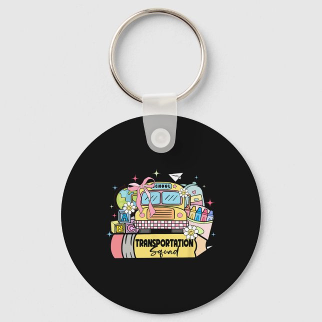 Transportation Squad Back To School Bus Driver Mon Keychain (Front)
