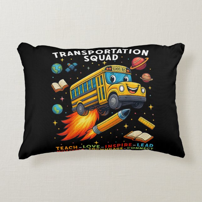 Transportation Squad Funny School Bus Driver Accent Pillow (Front)