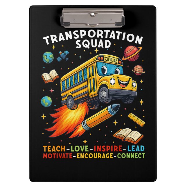 Transportation Squad Funny School Bus Driver Clipboard (Front)