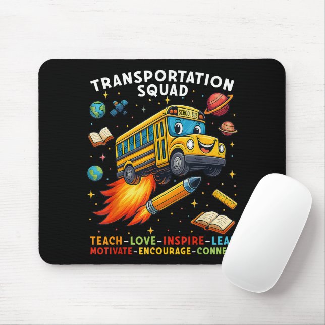 Transportation Squad Funny School Bus Driver Mouse Pad (With Mouse)