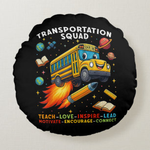 Transportation Squad Funny School Bus Driver Round Pillow