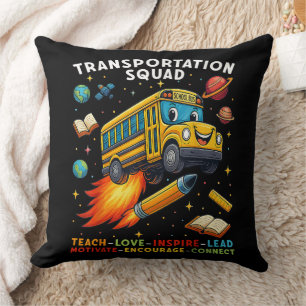 Transportation Squad Funny School Bus Driver Throw Pillow