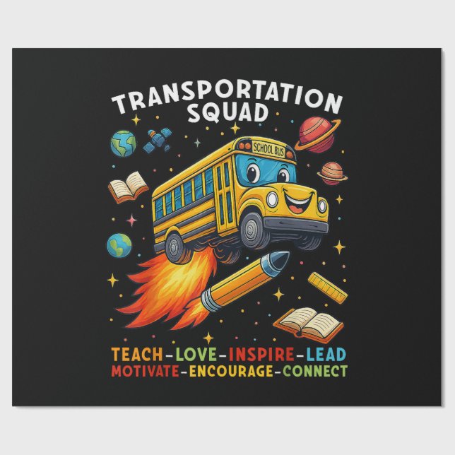 Transportation Squad Funny School Bus Driver Wrapping Paper (Flat)