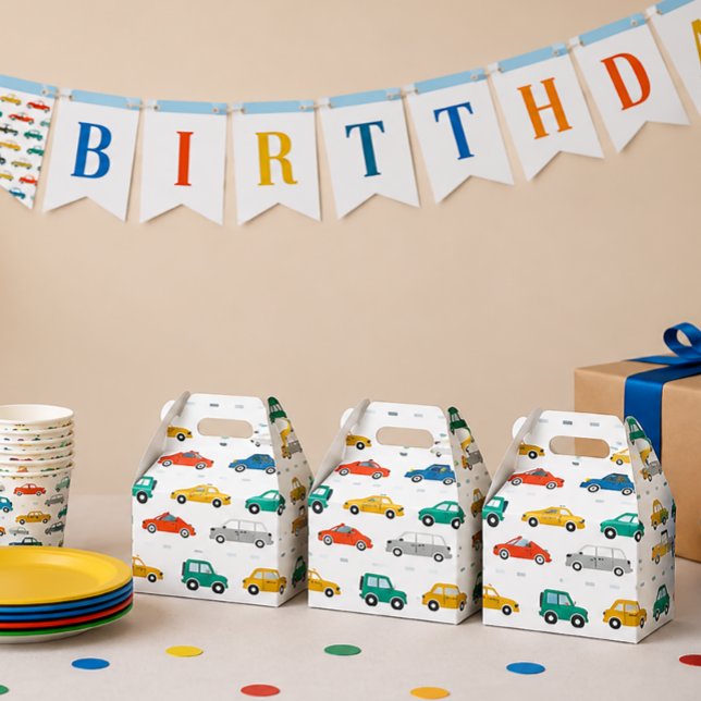 Transportation Theme Birthday Wrapping Paper Large Favor Box (Transportation Birthday Favor Boxes)