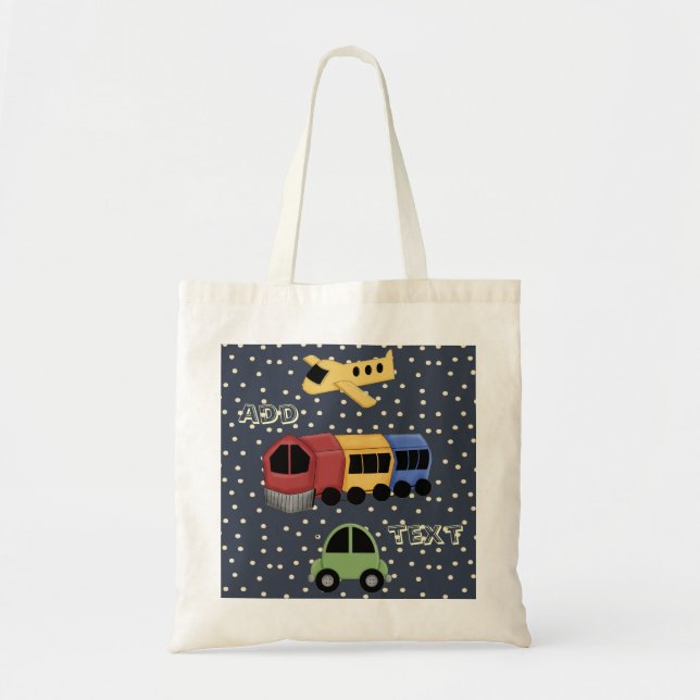 Transportation Theme Plane Train Car Tote Bag (Front)